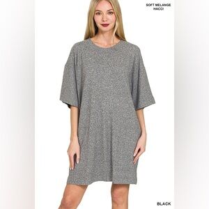 Zenana SOFT MELANGE HACCI T-SHIRTS DRESS